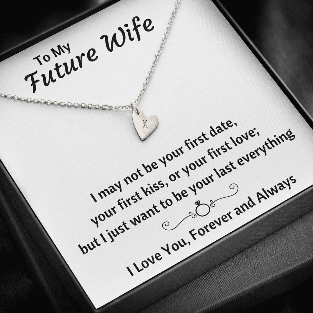 TO MY FUTURE WIFE "LAST EVERYTHING" CUSTOM NAME INITIALS ENGRAVING HEARTS NECKLACE GIFT SET - ON CLOUD NINE GIFTS