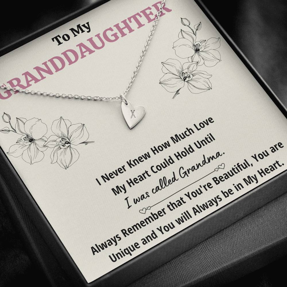 TO MY GRANDDAUGHTER "CALLED GRANDMA" CUSTOM NAME INITIALS ENGRAVING HEARTS NECKLACE GIFT SET - ON CLOUD NINE GIFTS