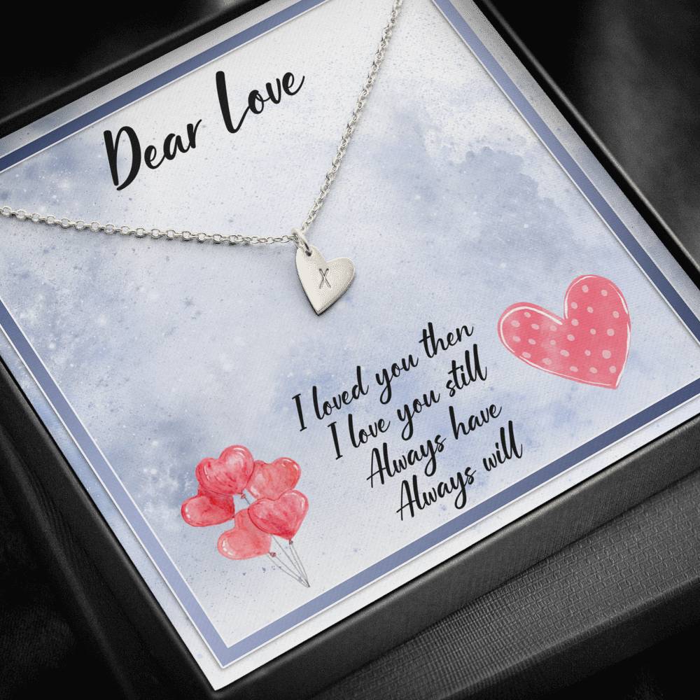 DEAR WIFE "LOVE YOU STILL" CUSTOM NAME INITIALS ENGRAVING HEARTS NECKLACE GIFT SET - ON CLOUD NINE GIFTS