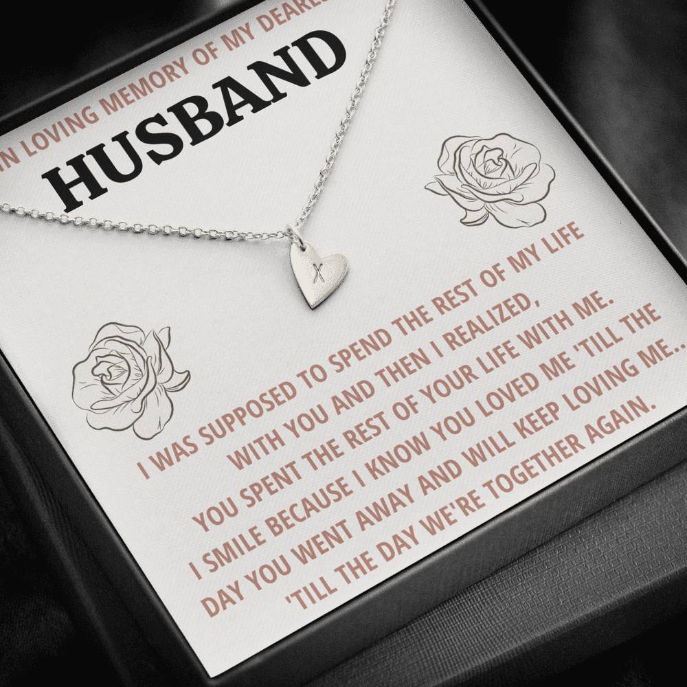 TO MY HUSBAND "LIFE" REMEMBRANCE CUSTOM NAME INITIALS ENGRAVING HEARTS NECKLACE GIFT SET - ON CLOUD NINE GIFTS
