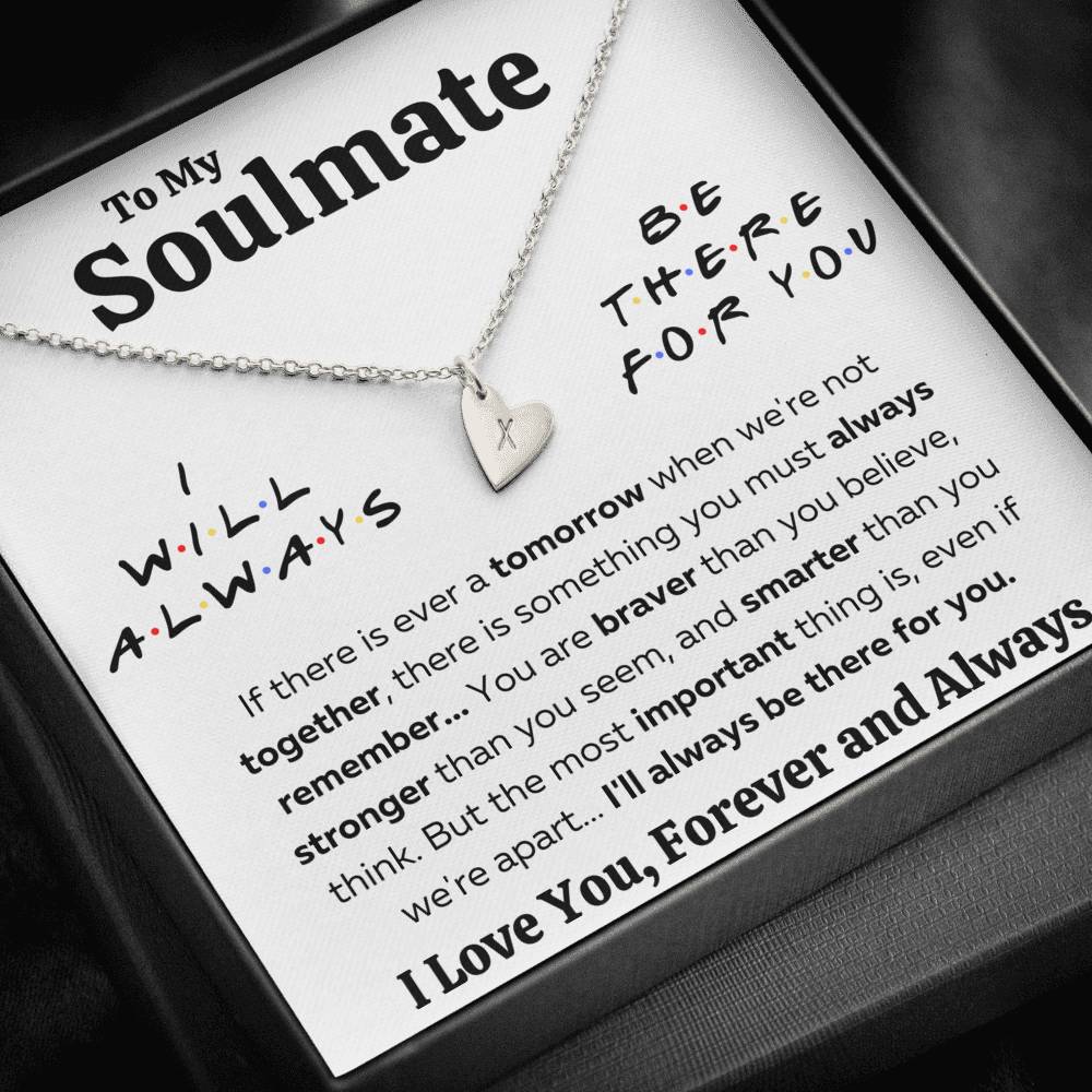 TO MY SOULMATE "THERE FOR YOU - BRAVER" CUSTOM NAME INITIALS ENGRAVING HEARTS NECKLACE GIFT SET - ON CLOUD NINE GIFTS