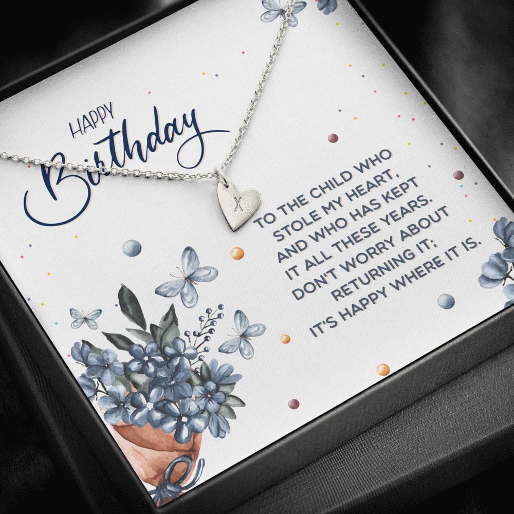 TO MY DAUGHTER "STOLE MY HEART" CUSTOM NAME INITIALS ENGRAVING HEARTS NECKLACE GIFT SET - ON CLOUD NINE GIFTS