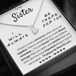 TO MY SISTER "THERE FOR YOU - BRAVER" CUSTOM NAME INITIALS ENGRAVING HEARTS NECKLACE GIFT SET - ON CLOUD NINE GIFTS