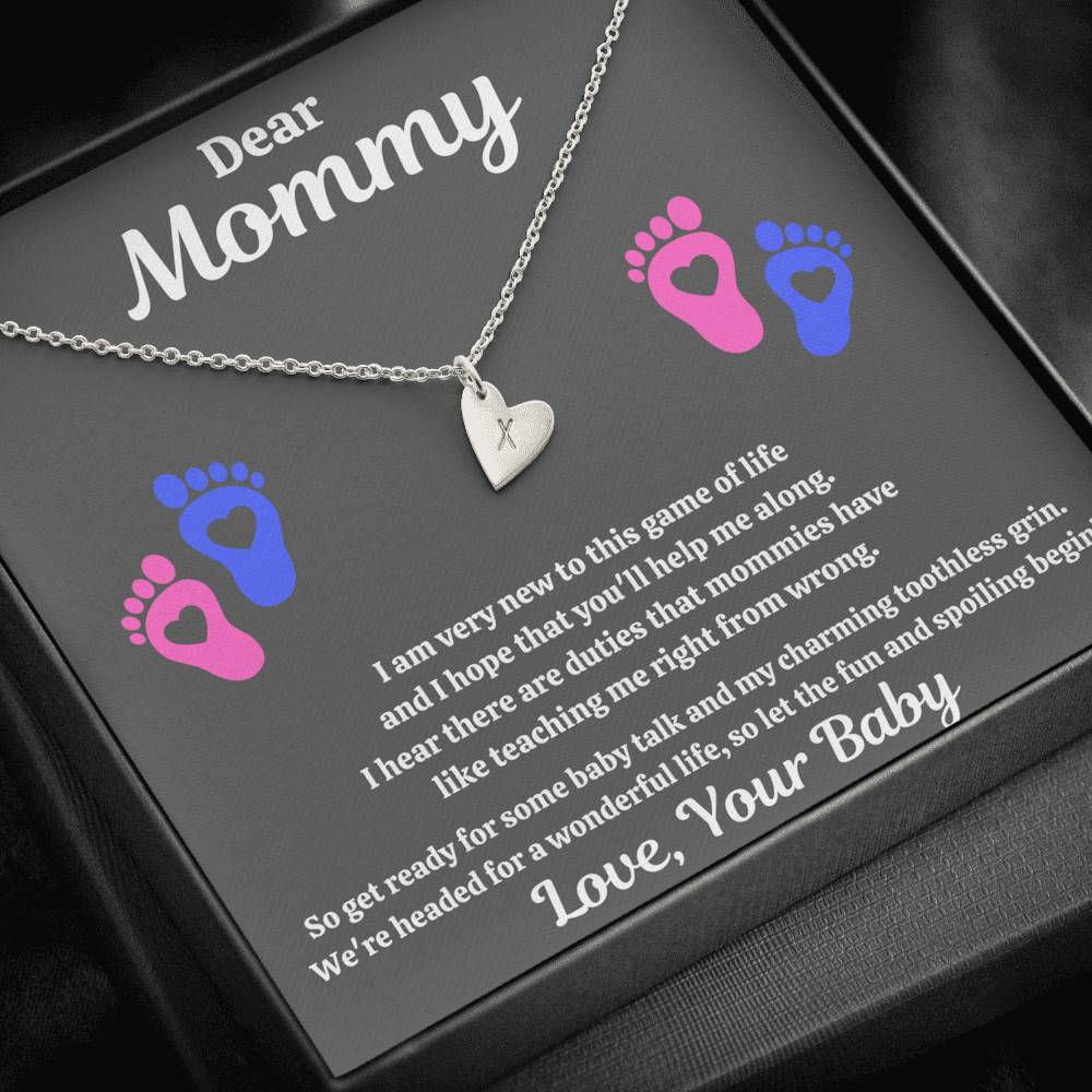 DEAR MOMMY "SPOILING HEART-FEET" CUSTOM NAME INITIALS ENGRAVING HEARTS NECKLACE GIFT SET - ON CLOUD NINE GIFTS