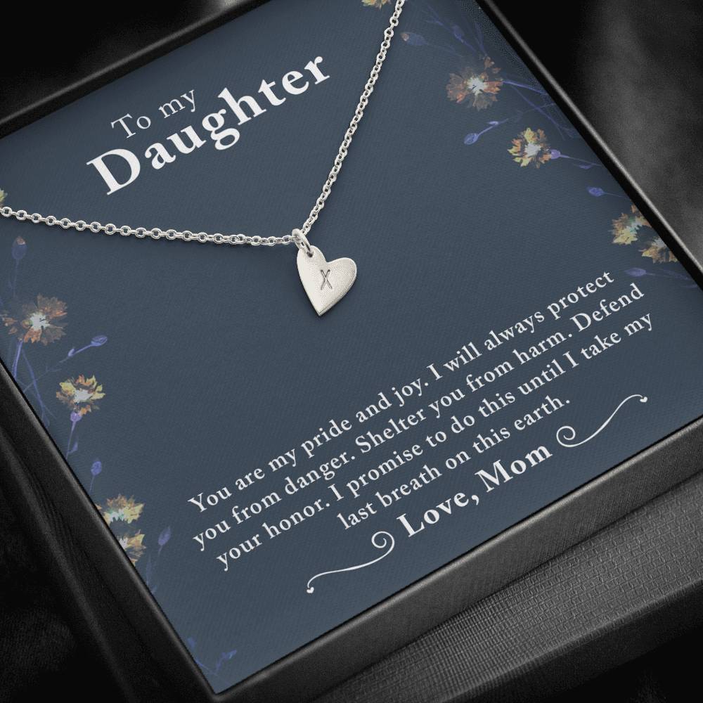 TO MY DAUGHTER "LAST BREATH" CUSTOM NAME INITIALS ENGRAVING HEARTS NECKLACE GIFT SET - ON CLOUD NINE GIFTS