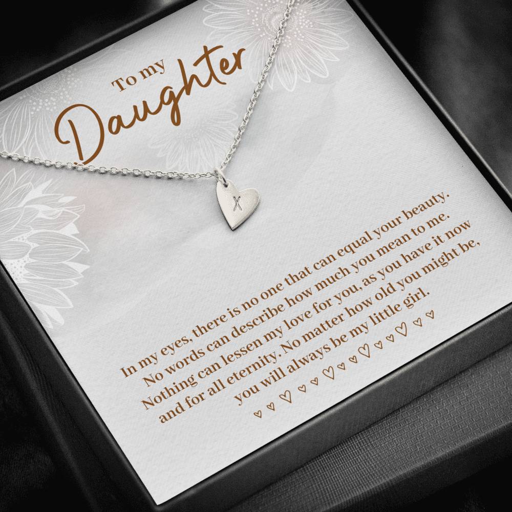 TO MY DAUGHTER "EQUAL YOUR BEAUTY" CUSTOM NAME INITIALS ENGRAVING HEARTS NECKLACE GIFT SET - ON CLOUD NINE GIFTS