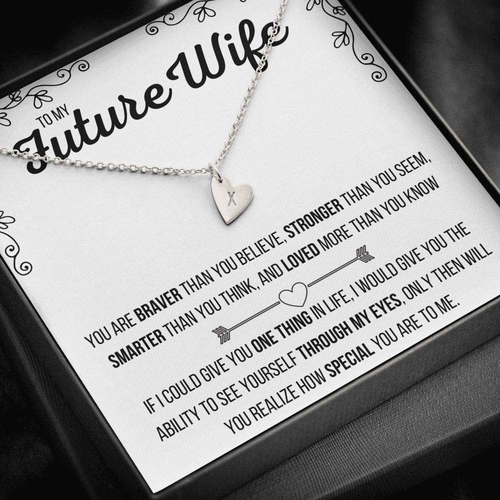 TO MY FUTURE WIFE "LOVED MORE THAN YOU KNOW" CUSTOM NAME INITIALS ENGRAVING HEARTS NECKLACE GIFT SET - ON CLOUD NINE GIFTS