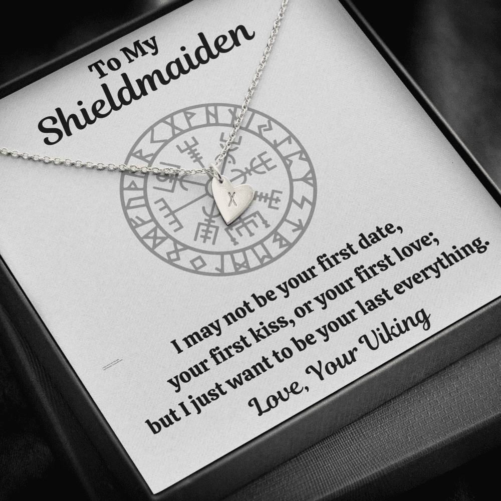 TO MY SHIELDMAIDEN "LAST EVERYTHING" CUSTOM NAME INITIALS ENGRAVING HEARTS NECKLACE GIFT SET - ON CLOUD NINE GIFTS