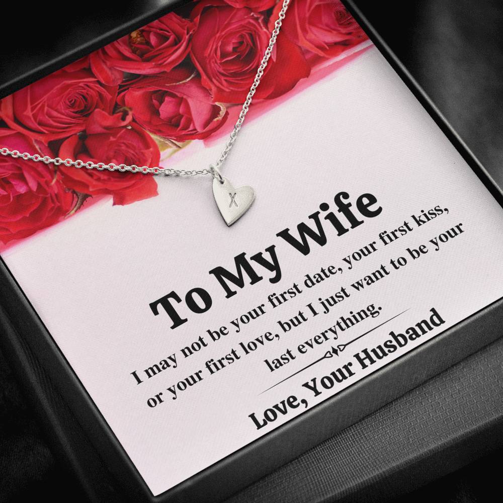 TO MY WIFE "LAST EVERYTHING - RED ROSES" CUSTOM NAME INITIALS ENGRAVING HEARTS NECKLACE GIFT SET - ON CLOUD NINE GIFTS