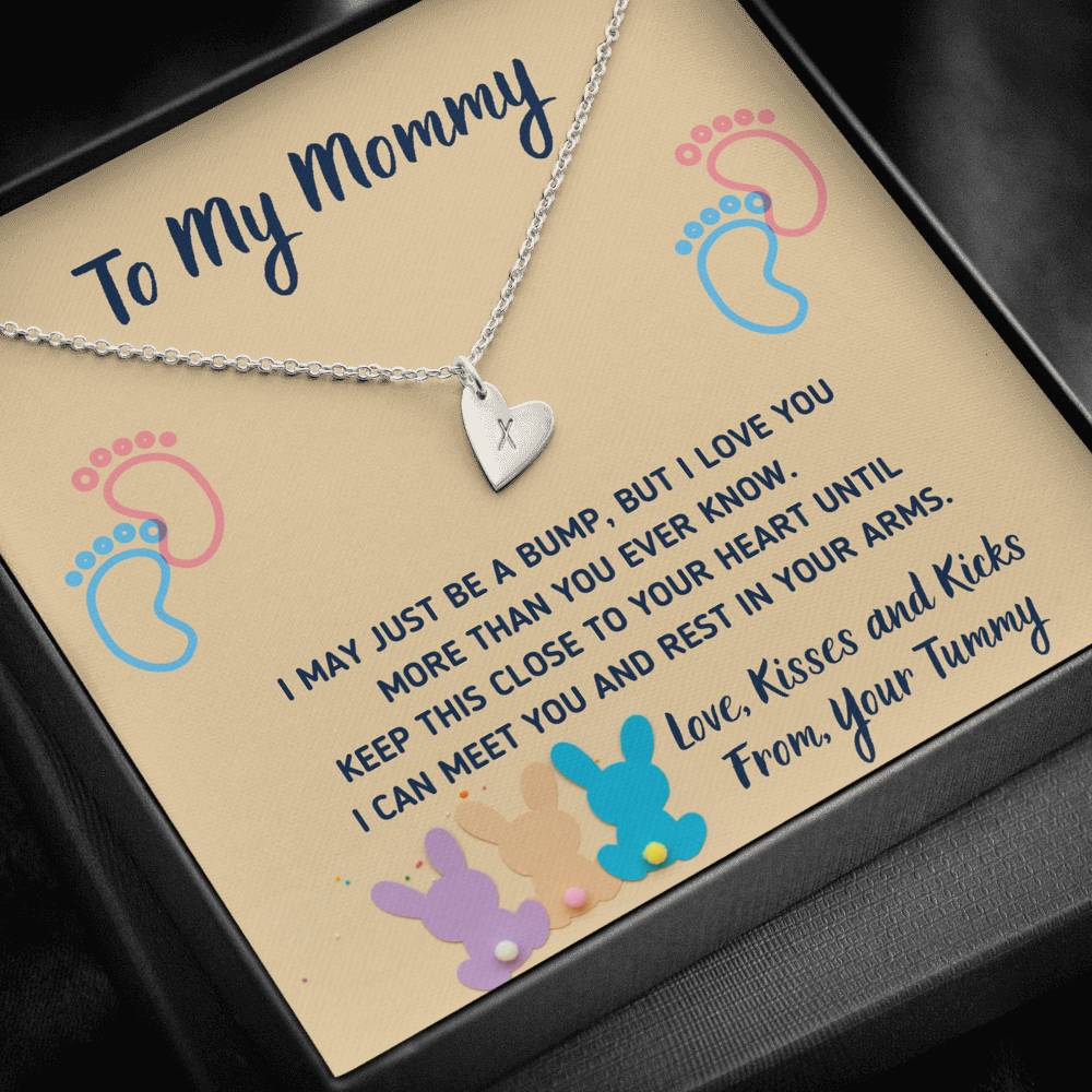 TO MY MOMMY "CUTE BUNNIES" CUSTOM NAME INITIALS ENGRAVING HEARTS NECKLACE GIFT SET - ON CLOUD NINE GIFTS