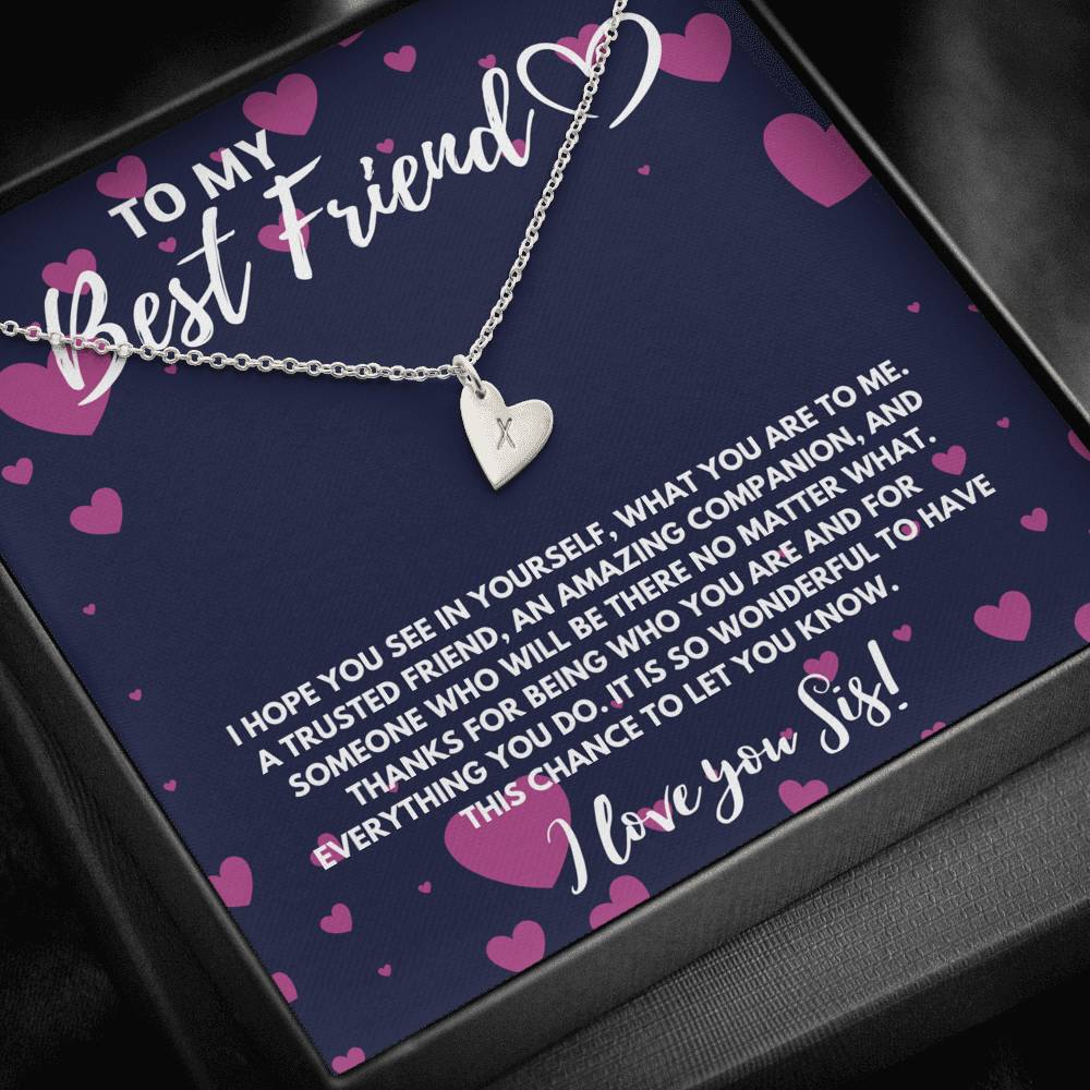TO MY BEST FRIEND CUSTOM NAME INITIALS ENGRAVING HEARTS NECKLACE GIFT SET - ON CLOUD NINE GIFTS