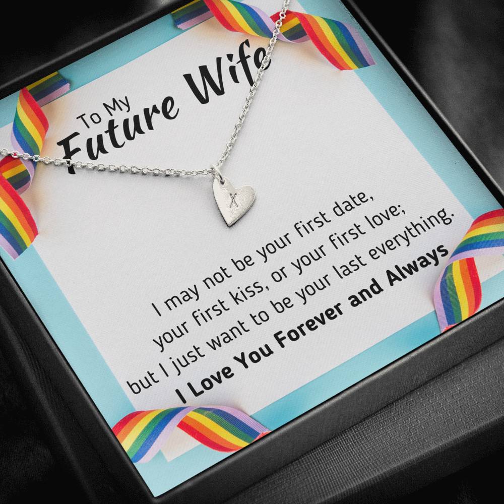 TO MY FUTURE WIFE LGBT CUSTOM NAME INITIALS ENGRAVING HEARTS NECKLACE GIFT SET - ON CLOUD NINE GIFTS