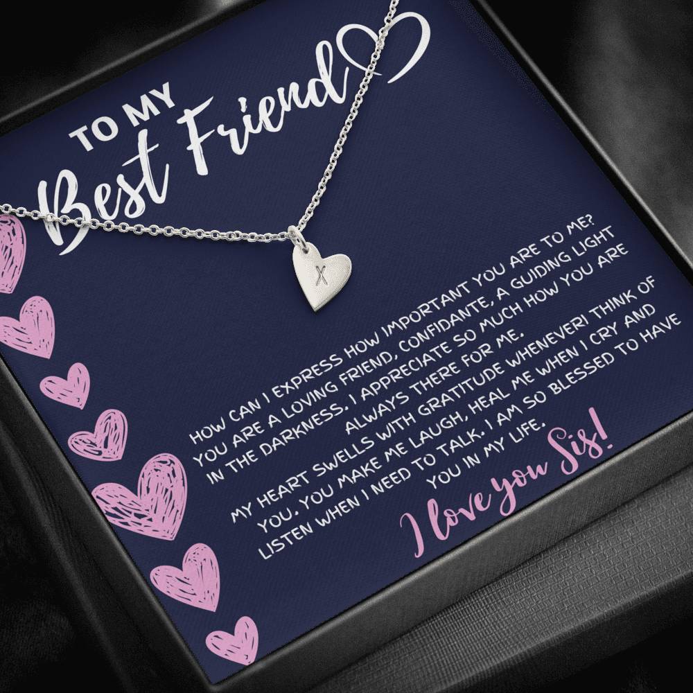 TO MY BEST FRIEND "BLESSED TO HAVE YOU IN MY LIFE" CUSTOM NAME INITIALS ENGRAVING HEARTS NECKLACE GIFT SET - ON CLOUD NINE GIFTS