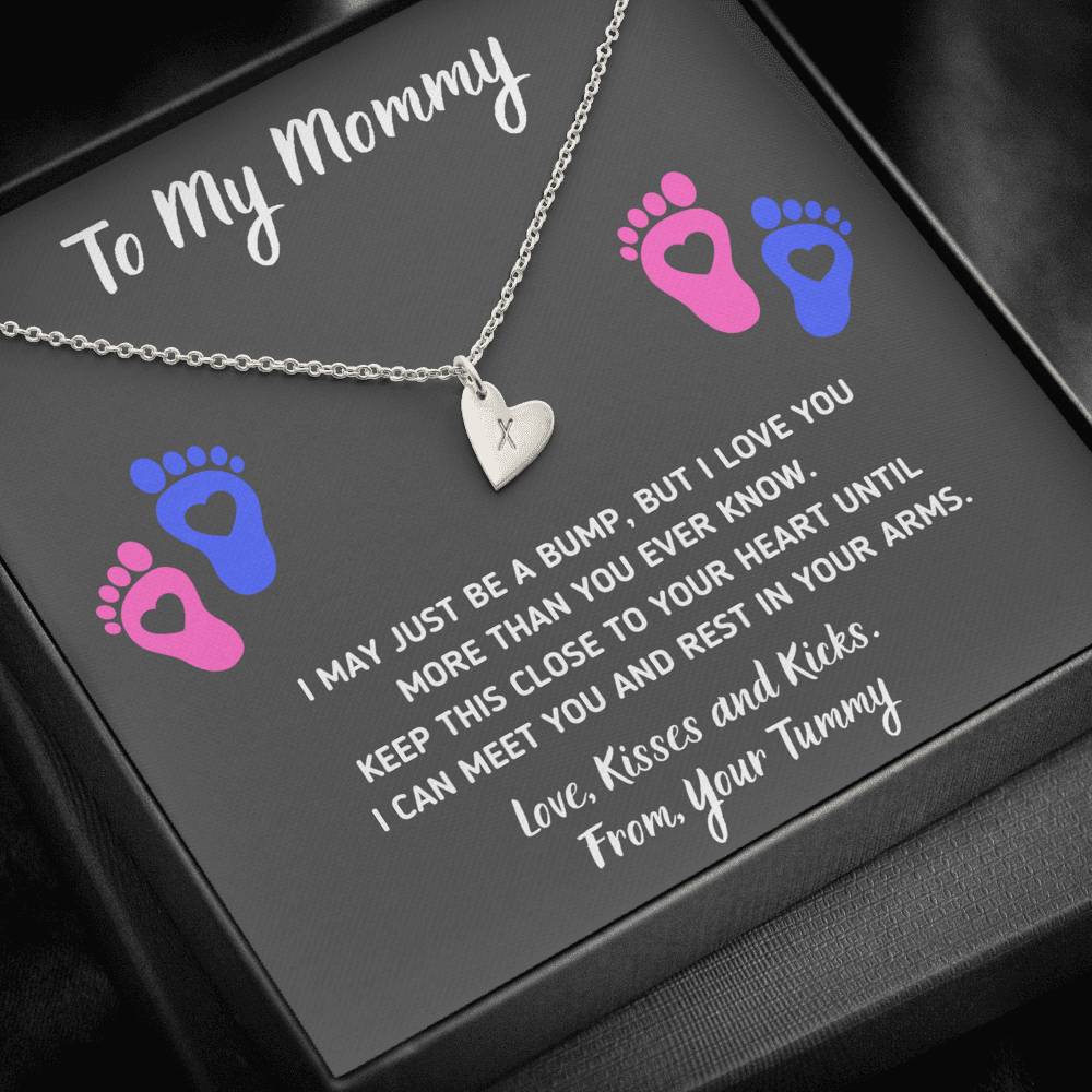 TO MY MOMMY "HEART-FEET" CUSTOM NAME INITIALS ENGRAVING HEARTS NECKLACE GIFT SET - ON CLOUD NINE GIFTS