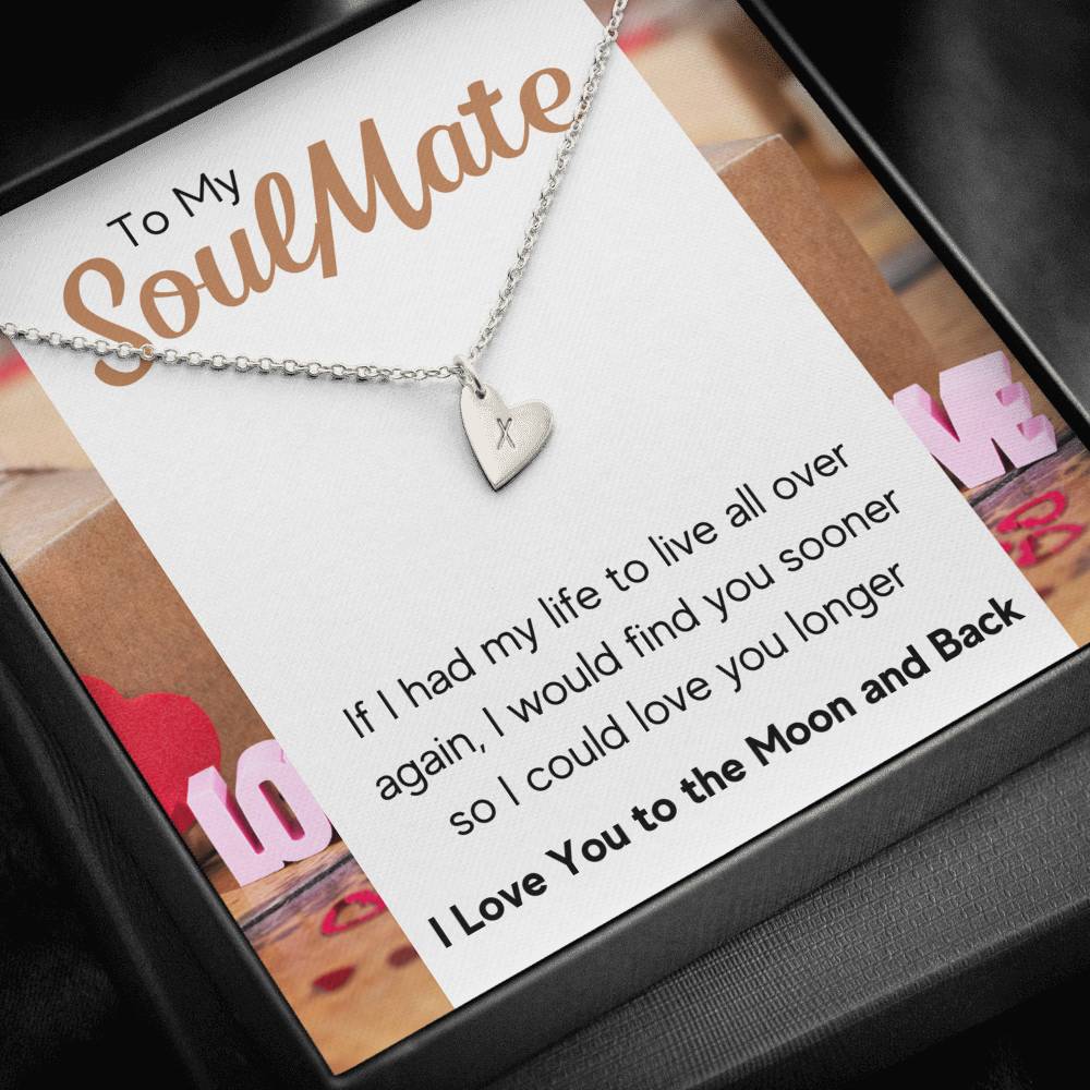 TO MY SOULMATE "LOVE YOU LONGER" CUSTOM NAME INITIALS ENGRAVING HEARTS NECKLACE GIFT SET - ON CLOUD NINE GIFTS