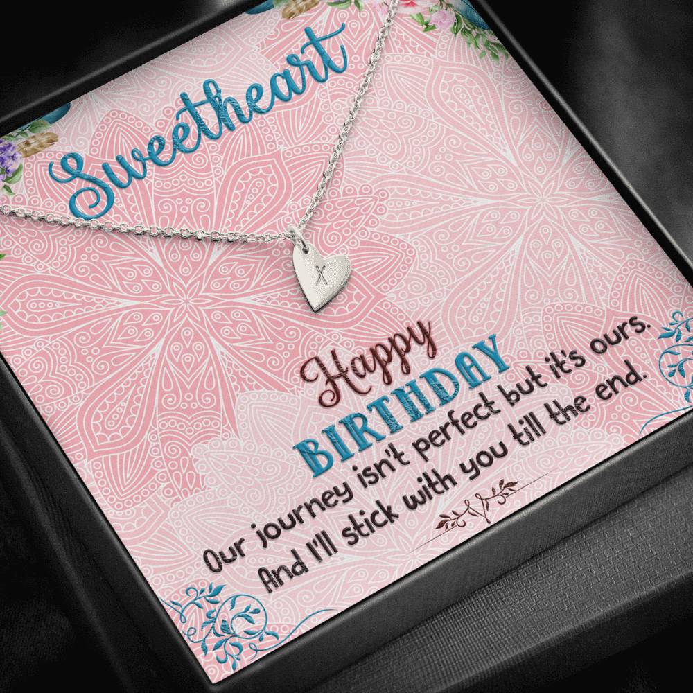 TO MY SWEETHEART "OUR JOURNEY" CUSTOM NAME INITIALS ENGRAVING HEARTS NECKLACE GIFT SET - ON CLOUD NINE GIFTS