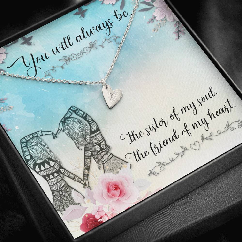 TO MY BEST FRIEND "SISTER OF MY SOUL" CUSTOM NAME INITIALS ENGRAVING HEARTS NECKLACE GIFT SET - ON CLOUD NINE GIFTS