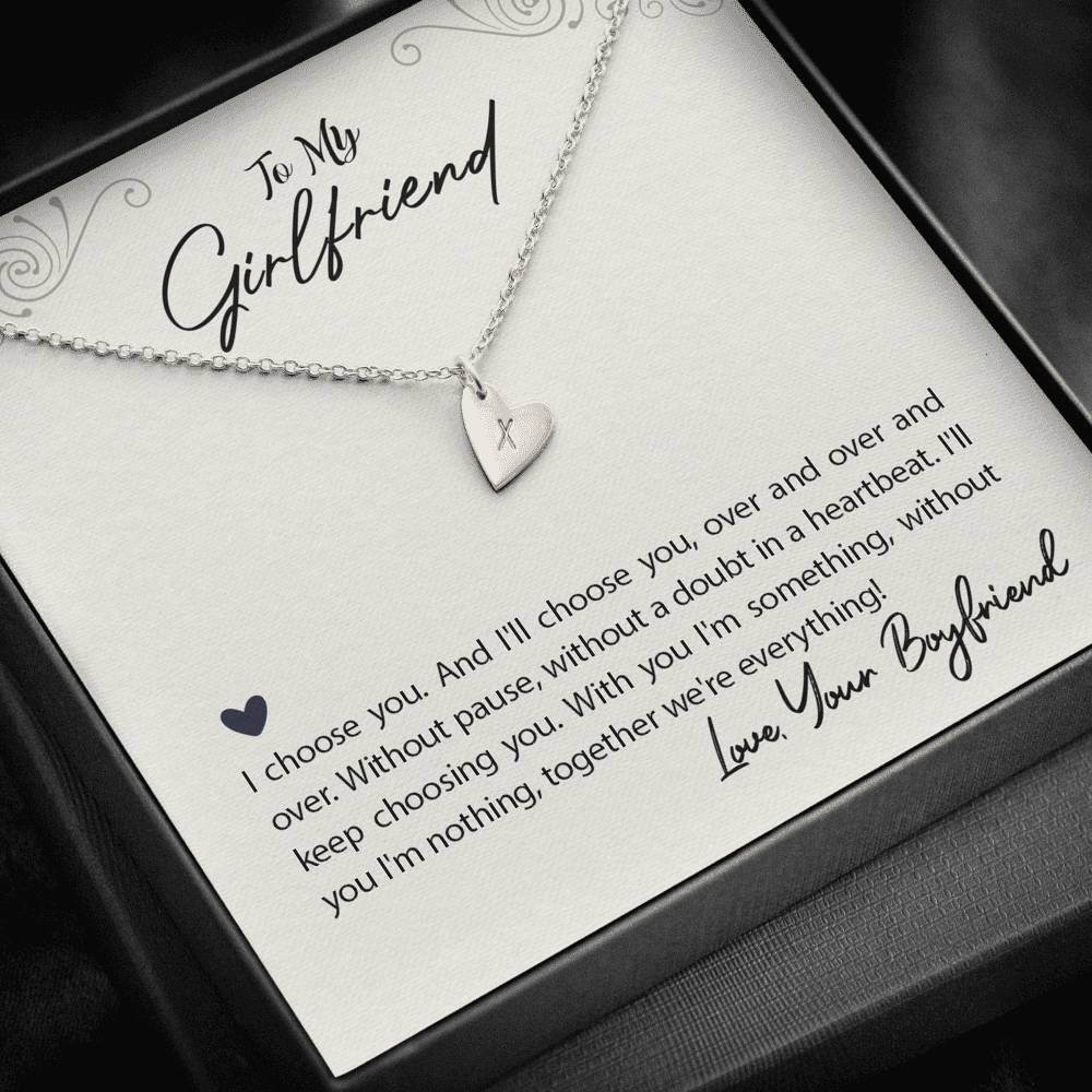 TO MY GIRLFRIEND "WE'RE EVERYTHING" CUSTOM NAME INITIALS ENGRAVING HEARTS NECKLACE GIFT SET - ON CLOUD NINE GIFTS