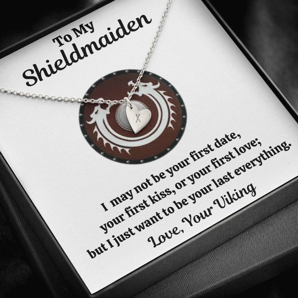 TO MY SHIELDMAIDEN "LAST EVERYTHING - RED" CUSTOM NAME INITIALS ENGRAVING HEARTS NECKLACE GIFT SET - ON CLOUD NINE GIFTS