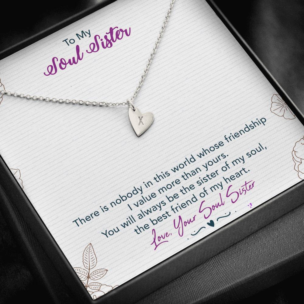 TO MY SOUL SISTER "THIS WORLD - SO" CUSTOM NAME INITIALS ENGRAVING HEARTS NECKLACE GIFT SET - ON CLOUD NINE GIFTS