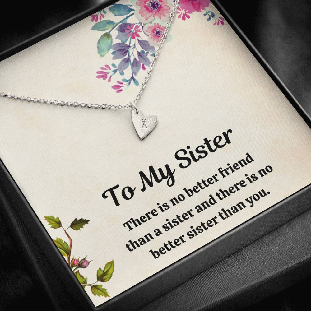 TO MY SISTER "FRIEND" CUSTOM NAME INITIALS ENGRAVING HEARTS NECKLACE GIFT SET - ON CLOUD NINE GIFTS
