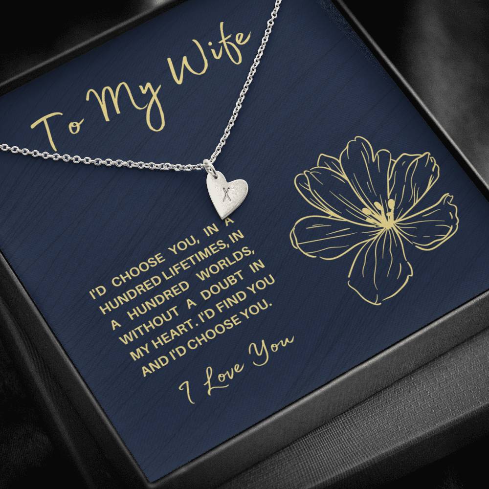 TO MY WIFE "HUNDRED LIFETIMES" CUSTOM NAME INITIALS ENGRAVING HEARTS NECKLACE GIFT SET - ON CLOUD NINE GIFTS