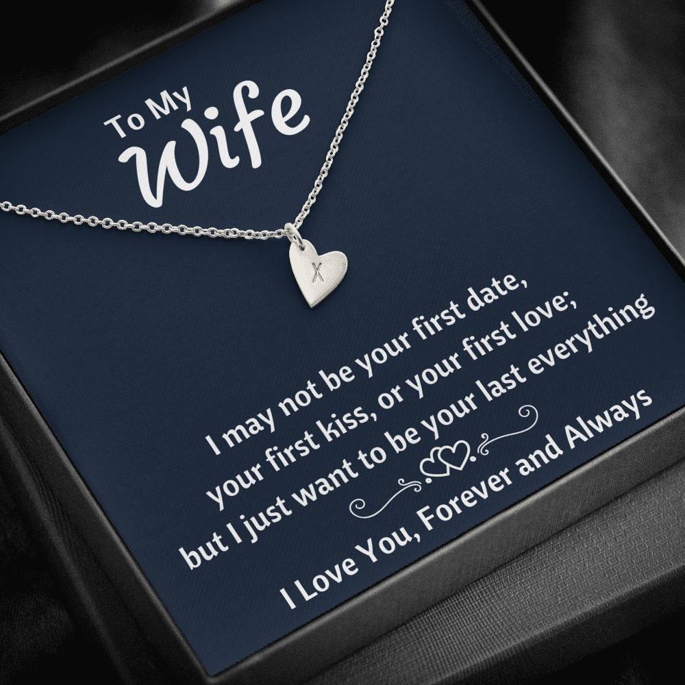 TO MY WIFE "YOUR LAST EVERYTHING" CUSTOM NAME INITIALS ENGRAVING HEARTS NECKLACE GIFT SET - ON CLOUD NINE GIFTS
