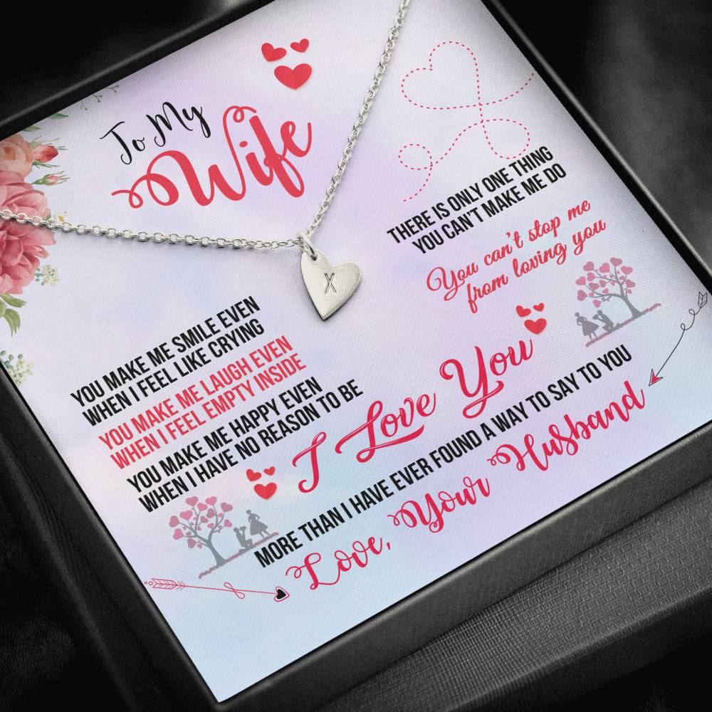 TO MY WIFE "EVEN WHEN" CUSTOM NAME INITIALS ENGRAVING HEARTS NECKLACE GIFT SET - ON CLOUD NINE GIFTS