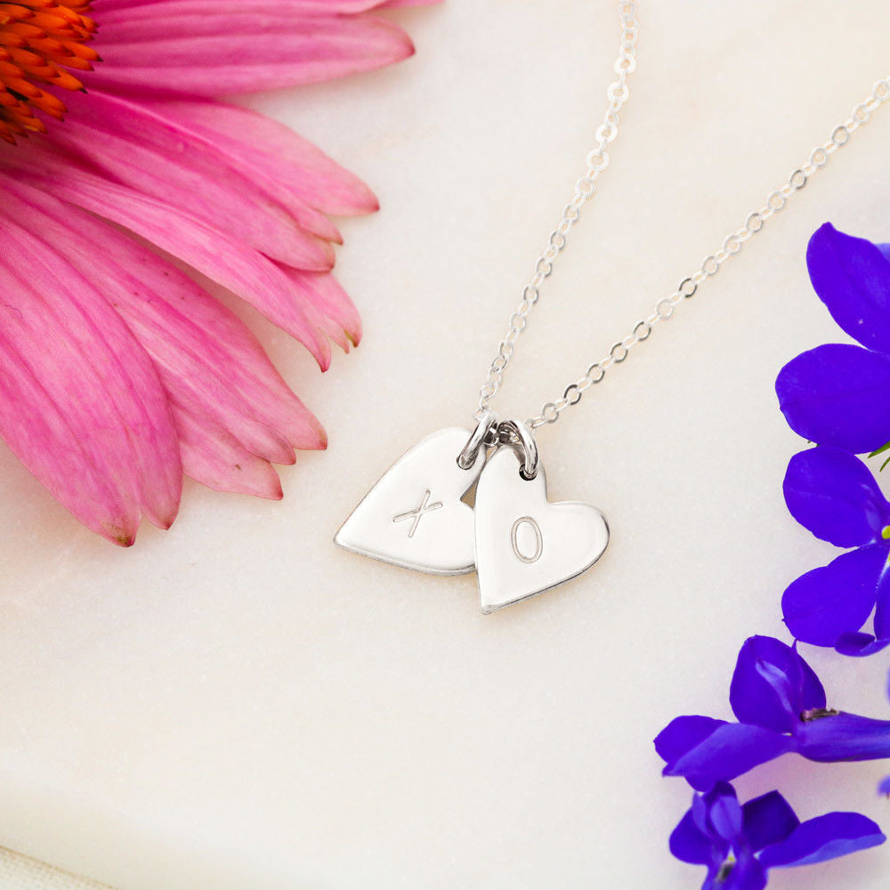 TO MY OTHER HALF I FELL IN LOVE CUSTOM NAME INITIALS ENGRAVING HEARTS NECKLACE GIFT SET - ON CLOUD NINE GIFTS