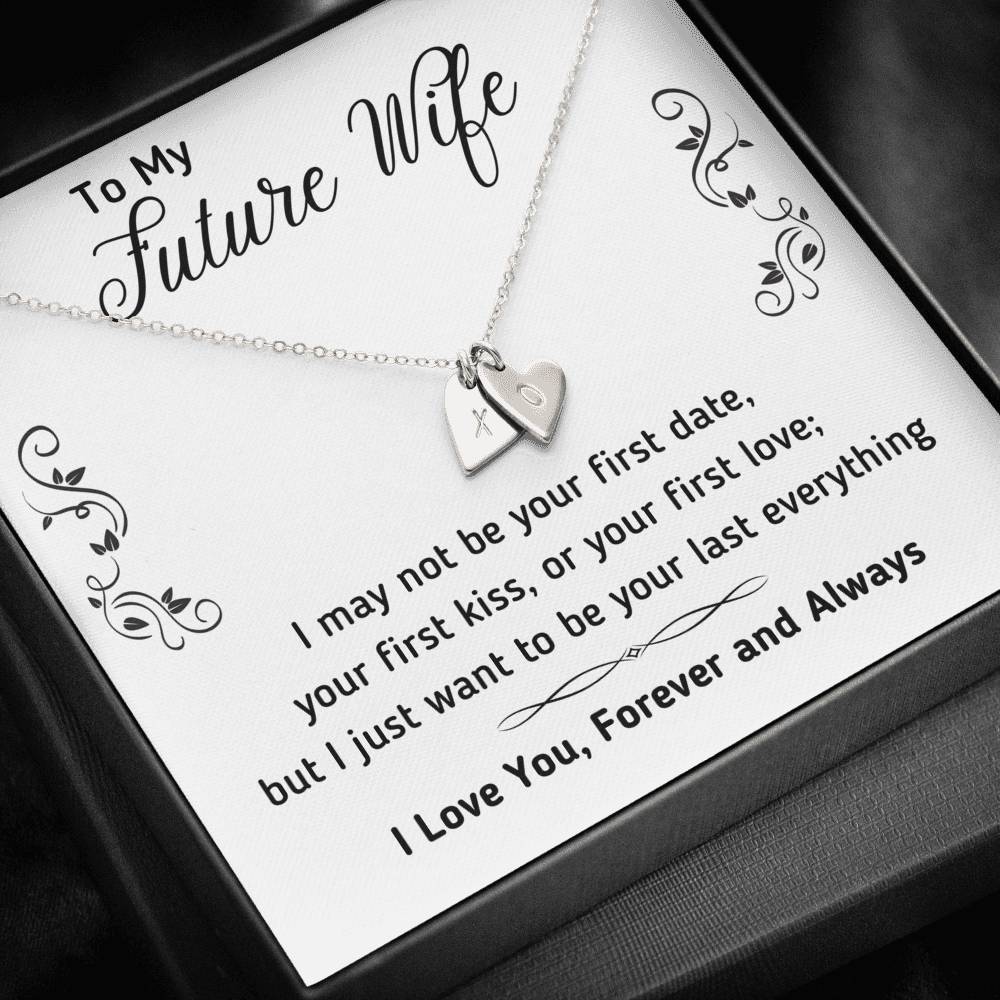 TO MY FUTURE WIFE "LAST EVERYTHING - DECORATION" CUSTOM NAME INITIALS ENGRAVING HEARTS NECKLACE GIFT SET - ON CLOUD NINE GIFTS