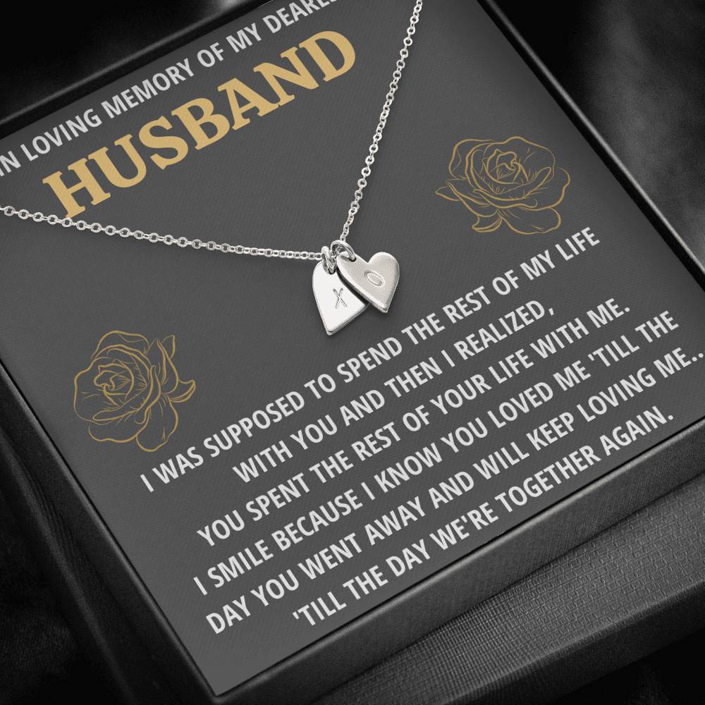 TO MY HUSBAND "LIFE - GOLDEN" REMEMBRANCE CUSTOM NAME INITIALS ENGRAVING HEARTS NECKLACE GIFT SET - ON CLOUD NINE GIFTS