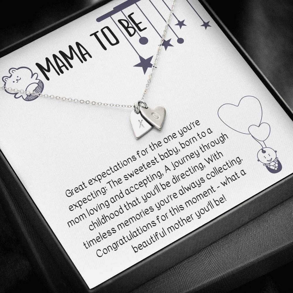 MAMA TO BE "BEAUTIFUL MOTHER" CUSTOM NAME INITIALS ENGRAVING HEARTS NECKLACE GIFT SET - ON CLOUD NINE GIFTS