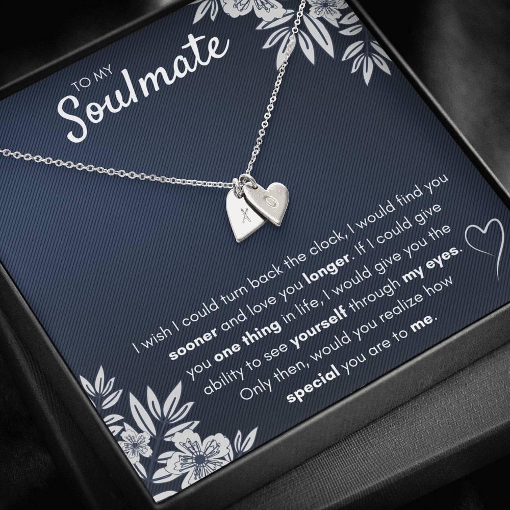 TO MY SOULMATE "FIND YOU SOONER" CUSTOM NAME INITIALS ENGRAVING HEARTS NECKLACE GIFT SET - ON CLOUD NINE GIFTS