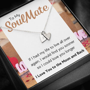 TO MY SOULMATE "LOVE YOU LONGER" CUSTOM NAME INITIALS ENGRAVING HEARTS NECKLACE GIFT SET - ON CLOUD NINE GIFTS