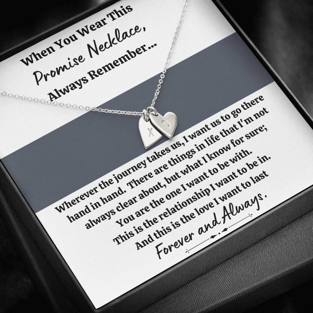 TO MY LOVE "PROMISE NECKLACE - GREY" CUSTOM NAME INITIALS ENGRAVING HEARTS NECKLACE GIFT SET - ON CLOUD NINE GIFTS
