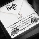 TO MY WIFE "LOVE, YOUR TRUCKER" CUSTOM NAME INITIALS ENGRAVING HEARTS NECKLACE GIFT SET - ON CLOUD NINE GIFTS