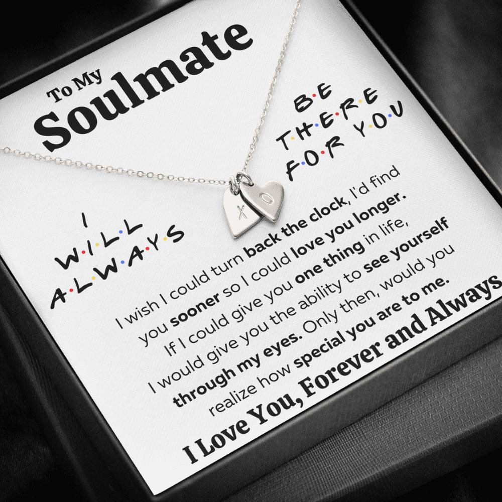 TO MY SOULMATE "THERE FOR YOU - MY EYES" CUSTOM NAME INITIALS ENGRAVING HEARTS NECKLACE GIFT SET - ON CLOUD NINE GIFTS