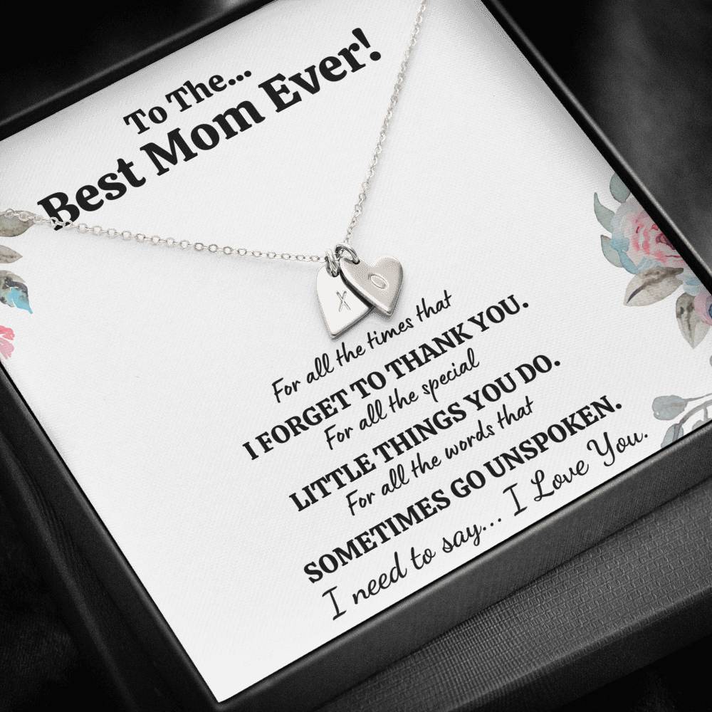 TO THE BEST MOM EVER "FOR ALL" CUSTOM NAME INITIALS ENGRAVING HEARTS NECKLACE GIFT SET - ON CLOUD NINE GIFTS
