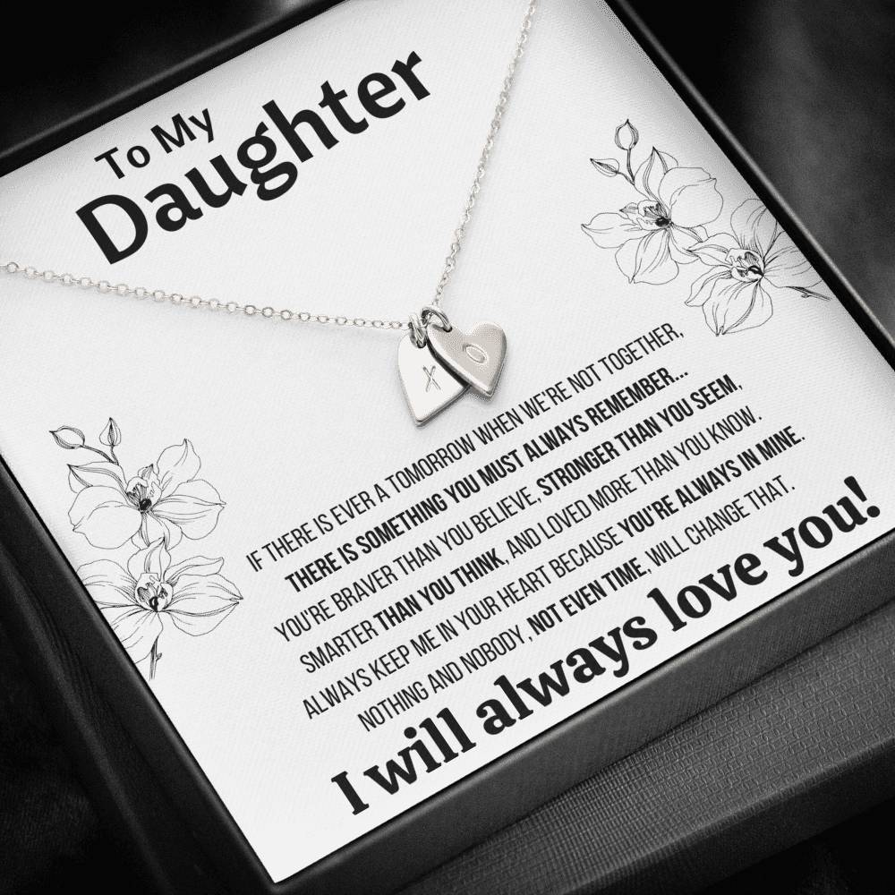 TO MY DAUGHTER "NOT EVEN TIME" CUSTOM NAME INITIALS ENGRAVING HEARTS NECKLACE GIFT SET - ON CLOUD NINE GIFTS