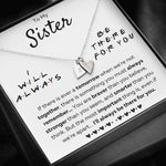 TO MY SISTER "THERE FOR YOU - BRAVER" CUSTOM NAME INITIALS ENGRAVING HEARTS NECKLACE GIFT SET - ON CLOUD NINE GIFTS
