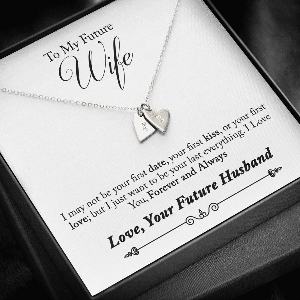 TO MY FUTURE WIFE "LAST EVERYTHING - SO" CUSTOM NAME INITIALS ENGRAVING HEARTS NECKLACE GIFT SET - ON CLOUD NINE GIFTS