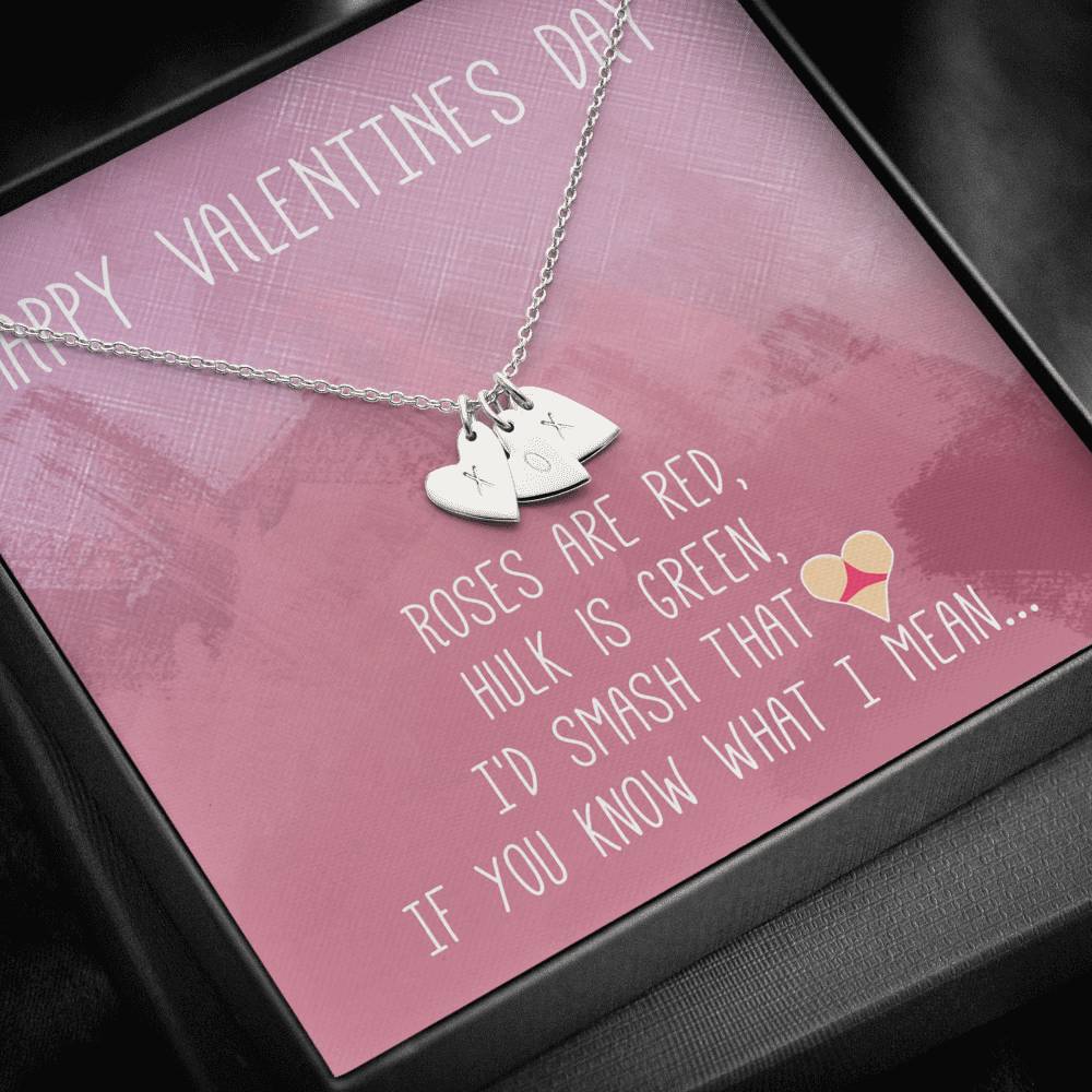 TO MY LOVE "BUTT" CUSTOM NAME INITIALS ENGRAVING HEARTS NECKLACE GIFT SET - ON CLOUD NINE GIFTS
