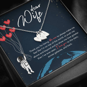 DEAR WIFE "STARS" CUSTOM NAME INITIALS ENGRAVING HEARTS NECKLACE GIFT SET - ON CLOUD NINE GIFTS
