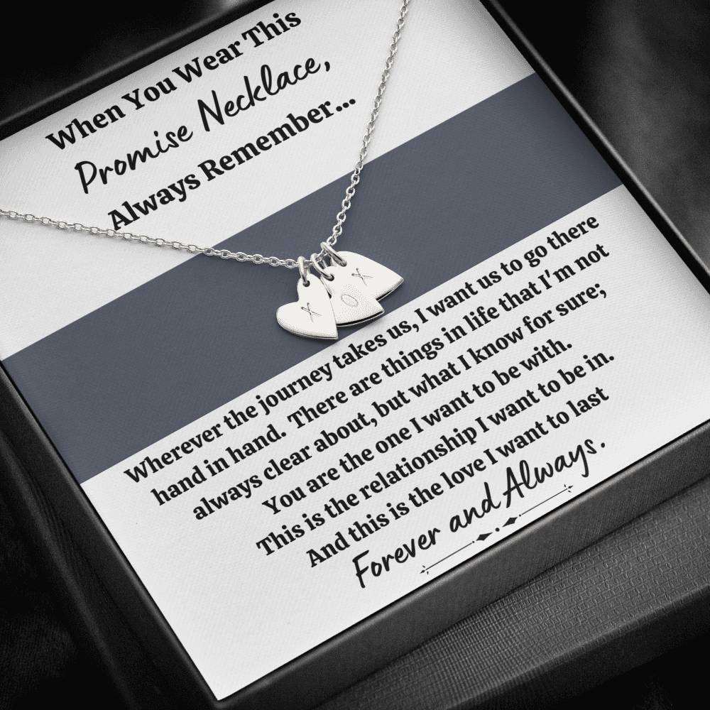 TO MY LOVE "PROMISE NECKLACE - GREY" CUSTOM NAME INITIALS ENGRAVING HEARTS NECKLACE GIFT SET - ON CLOUD NINE GIFTS