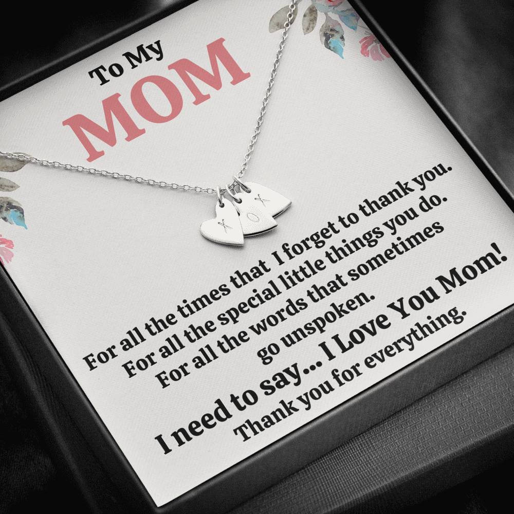 TO MY MOM "FOR ALL" CUSTOM NAME INITIALS ENGRAVING HEARTS NECKLACE GIFT SET - ON CLOUD NINE GIFTS
