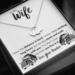 TO MY WIFE "LOVE, YOUR TRUCKER" CUSTOM NAME INITIALS ENGRAVING HEARTS NECKLACE GIFT SET - ON CLOUD NINE GIFTS