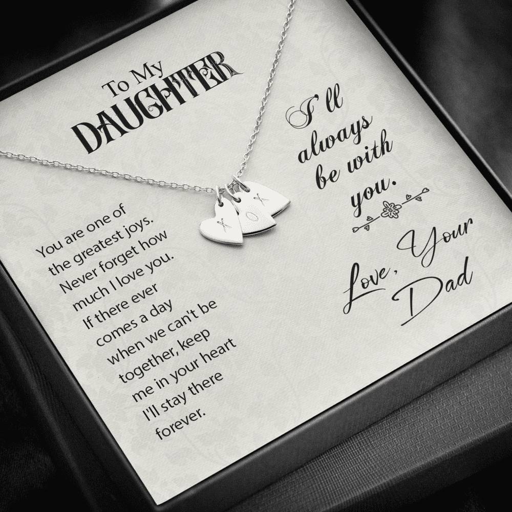 TO MY DAUGHTER "GREATEST JOYS" CUSTOM NAME INITIALS ENGRAVING HEARTS NECKLACE GIFT SET - ON CLOUD NINE GIFTS