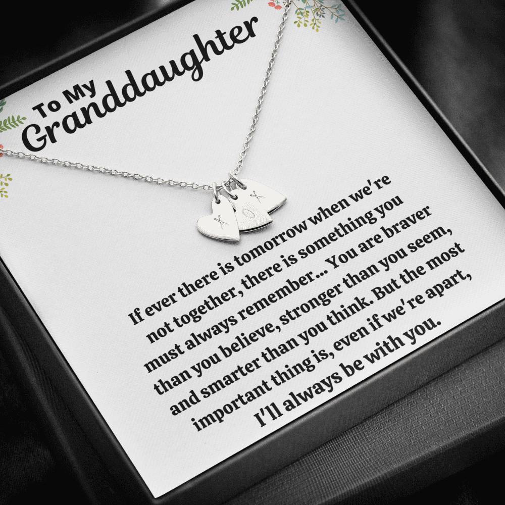 TO MY GRANDDAUGHTER "STRONGER THAN YOU SEEM" CUSTOM NAME INITIALS ENGRAVING HEARTS NECKLACE GIFT SET - ON CLOUD NINE GIFTS