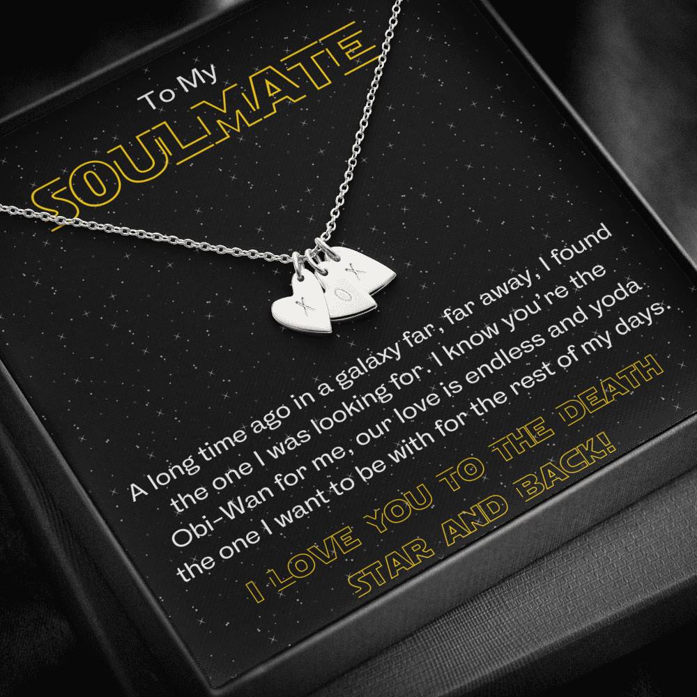 TO MY SOULMATE "GALAXY" CUSTOM NAME INITIALS ENGRAVING HEARTS NECKLACE GIFT SET - ON CLOUD NINE GIFTS