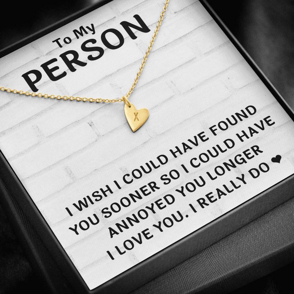 TO MY PERSON "FOUND YOU SOONER" CUSTOM NAME INITIALS ENGRAVING HEARTS NECKLACE GIFT SET - ON CLOUD NINE GIFTS
